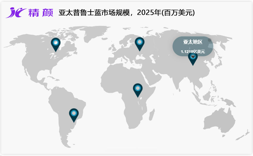 亞太普魯士藍市場規模，2025年(百萬美元)