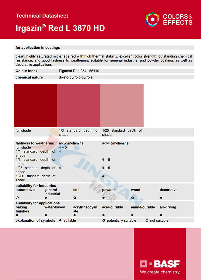 巴斯夫有機顏料紅L3670HD
