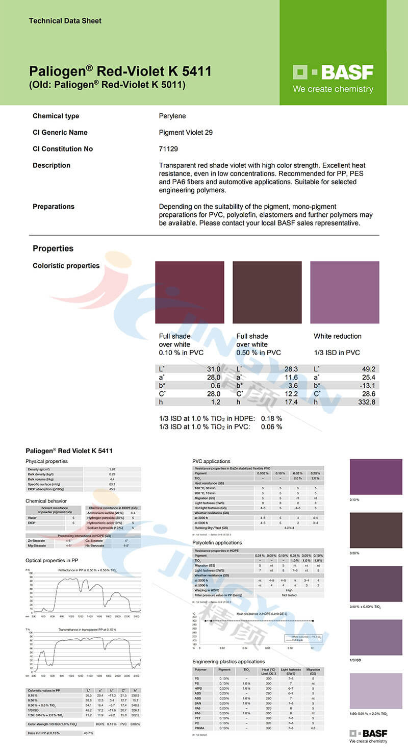 巴斯夫K5411苝艷紫紅TDS